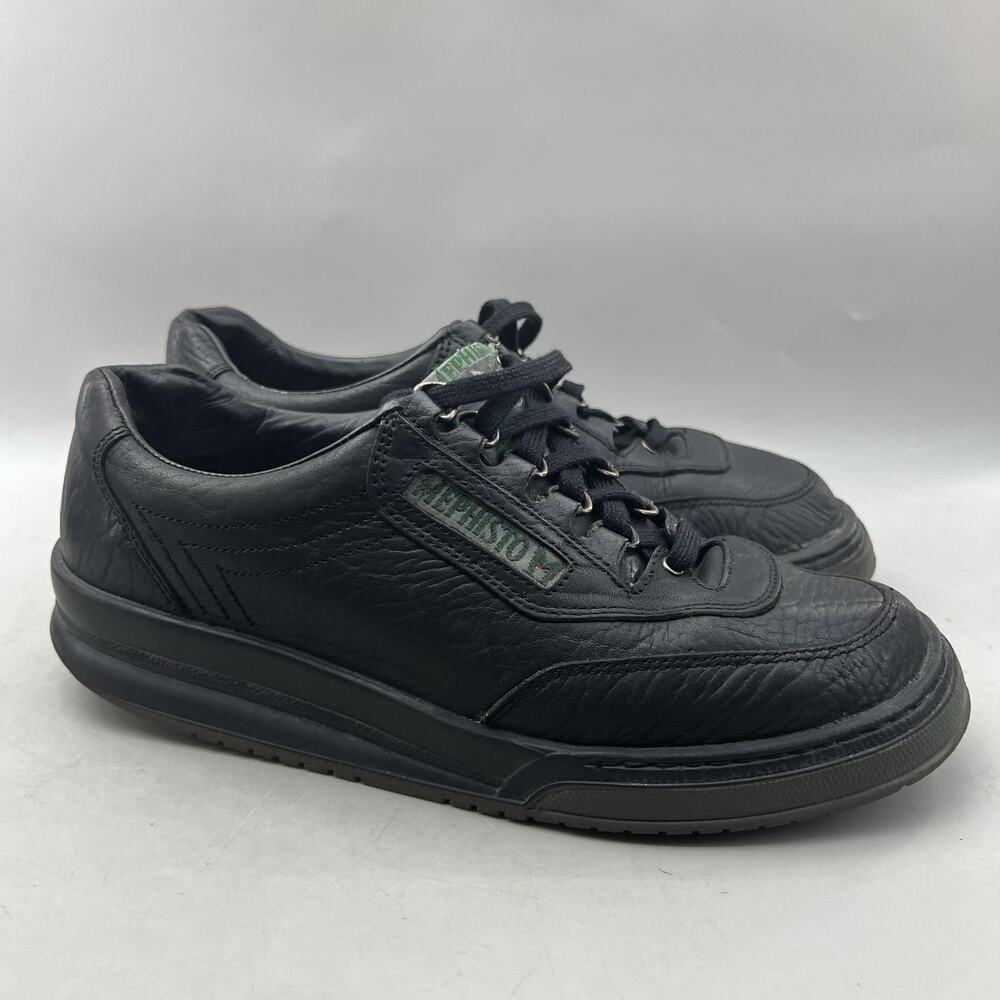 Mephisto Match Walking Shoes Men Size 8.5 Black Leather Comfort Low Lace Sneaker
